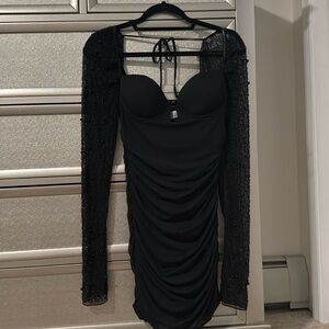 Black Pearl beaded Oh Polly mini dress